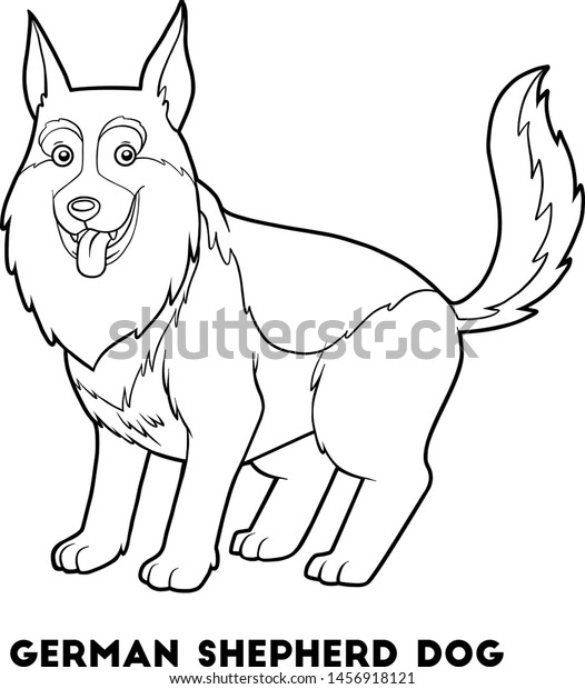 Coloring Book Children German Shepherd Dog Stock Vector Royalty Free 1456918121