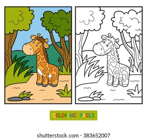 Coloring book for children (giraffe and background)
