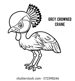 Coloring book for children, Grey crowned crane