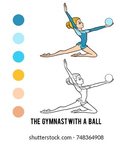 Coloring book for children, The gymnast with a ball