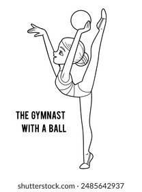 Coloring book for children, The gymnast girl with a ball