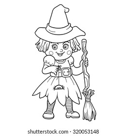 Coloring book for children: Halloween characters (witch)