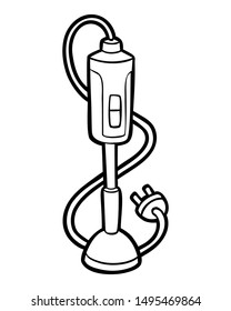 Coloring book for children. Hand blender. Black and white cartoon kitchen appliances