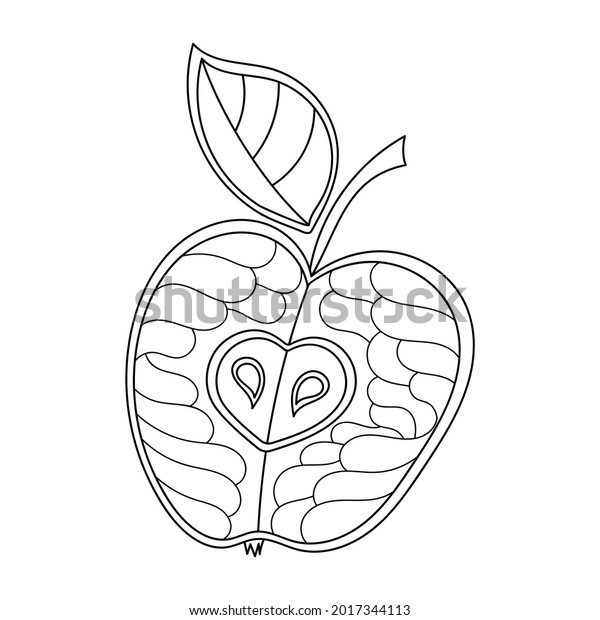 Coloring Book Children Hand Drawn Apple Stock Vector (Royalty Free