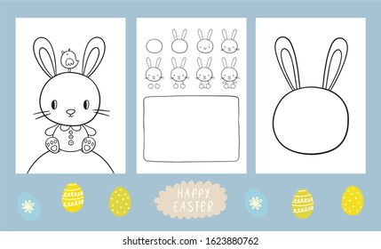 Coloring Book For Children - Happy Easter. Children Easter Activity Page. Spring Easter Worksheets