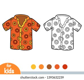 Coloring book for children, Hawaiian shirt with floral pattern