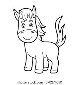 Coloring Book Children Horse Stock Vector (Royalty Free) 370274030 ...