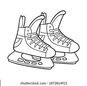 Coloring book for children, Ice hockey skates