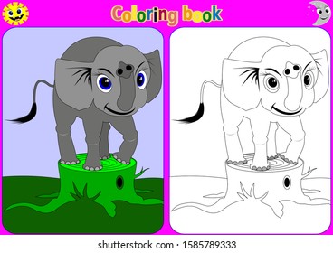 Coloring book for children .Illustration of elephant.vector illustration