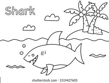 coloring book, children book illustration. Coloring page, turtle vector. 