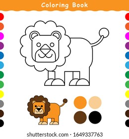 Coloring book for children. image Character of a cheerful and cute lion