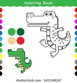 Coloring book for children image Character of a cheerful and cute crocodile