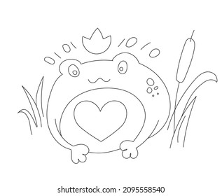 Coloring book for children with the image of a frog. Vector graphics.