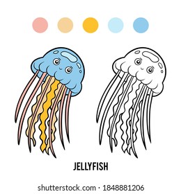 Coloring book for children, Jelly fish