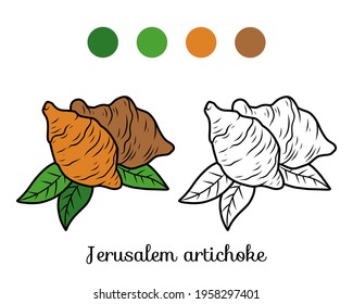 Coloring book for children, Jerusalem artichoke