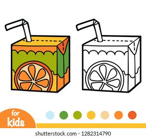 Coloring book for children, Juice box with straw