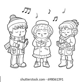 Coloring book for children, Kids Christmas Choir