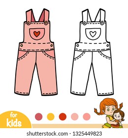 Coloring book for children, Kids dungarees