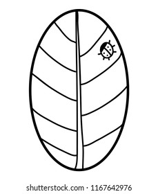 Coloring book for children, Leaf of a tree with ladybug