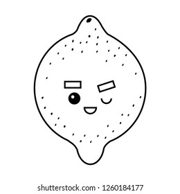 Coloring book for children, Lemon with a cute face