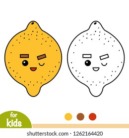 Coloring book for children, Lemon with a cute face