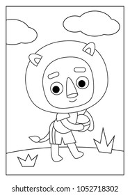 Coloring book for children, Lion and a ball
