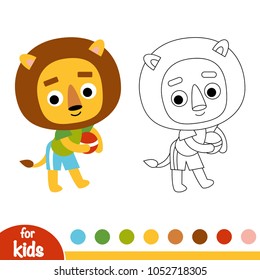 Coloring book for children, Lion and ball