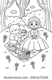 Coloring book for children with little girl