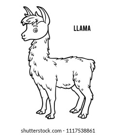 Coloring book for children, llama