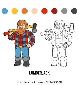 Coloring book for children, Lumberjack