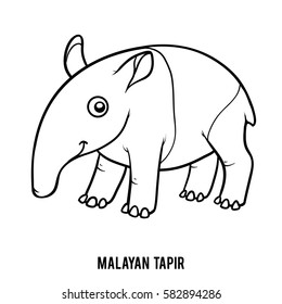 Coloring book for children, Malayan tapir