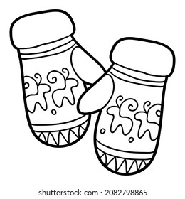Coloring book for children, Mitten with a deer pattern