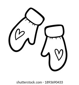Coloring book for children, Mitten with a heart sign