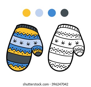 Coloring book for children (mitten with a winter pattern)