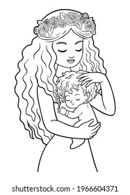 Coloring book for children, Mother and daughter