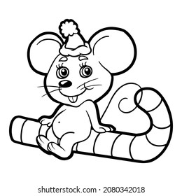 Coloring book for children, Mouse and sweet candy