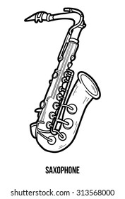 Coloring book for children: musical instruments (saxophone)