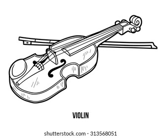 Coloring book for children: musical instruments (violin)