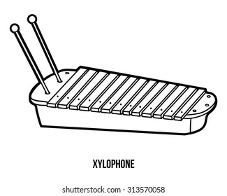 Coloring book for children: musical instruments (xylophone)