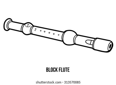 Coloring book for children: musical instruments (block flute)