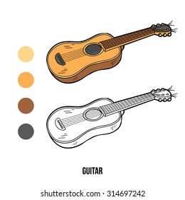 Coloring book for children: musical instruments (guitar)