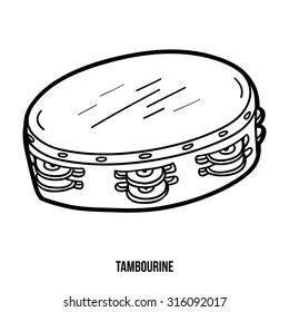 Coloring book  for children: musical instruments (tambourine)
