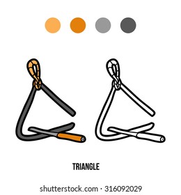 Coloring book  for children: musical instruments (triangle)