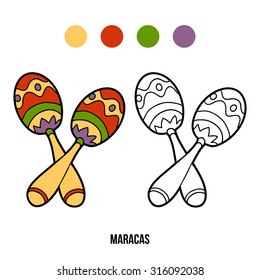 Coloring book  for children: musical instruments (maracas)