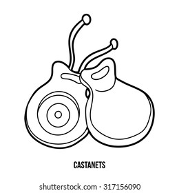 Coloring book for children: musical instruments (castanets)