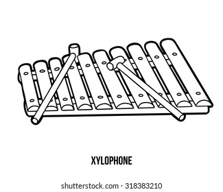 Coloring book for children: musical instruments (xylophone)