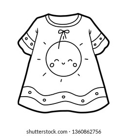 Coloring book for children, Nightdress with cute sun