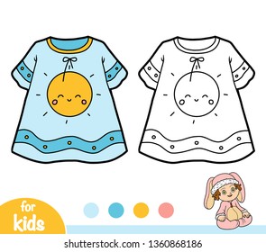 Coloring book for children, Nightdress with cute sun