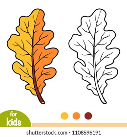 Libro de coloración para niños, hoja de roble