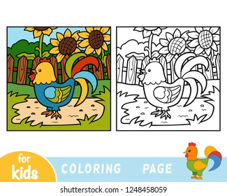Coloring book for children, One rooster